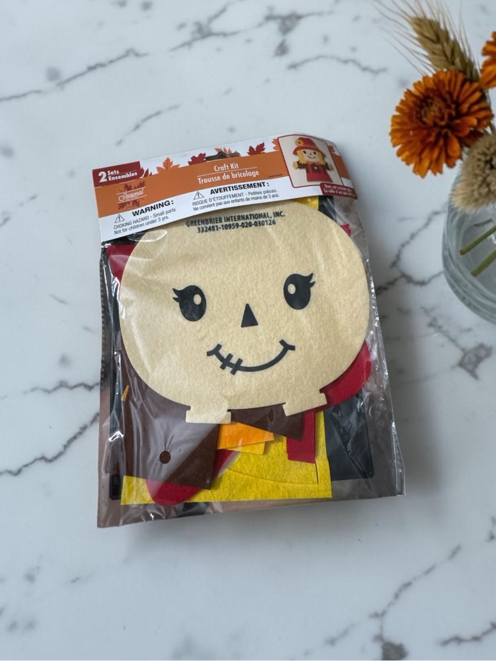 Seasonal Collection 2 Set Fall Scarecrow Felt Craft Kit NIP